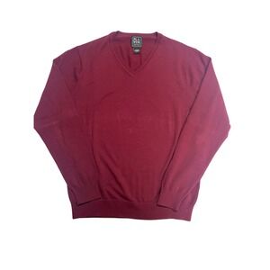 JOS A BANK TRAVELER V NECK SWEATER MEN'S SIZE LARGE MAROON PIMA COTTON